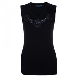 Dolce and Gabbana Black Lace Top and Cardigan Set M