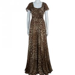 مملوكة مسبقًا Dolce And Gabbana Leopard Print Gown M