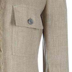 Pre Owned Dolce and Gabbana Beige Linen Embellished Coat M