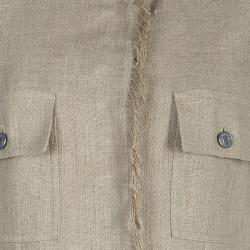 Pre Owned Dolce and Gabbana Beige Linen Embellished Coat M