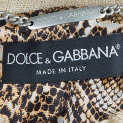 Pre Owned Dolce and Gabbana Beige Linen Embellished Coat M