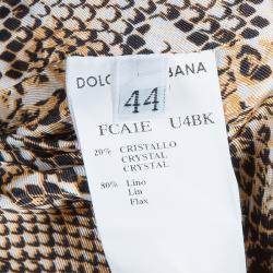 Pre Owned Dolce and Gabbana Beige Linen Embellished Coat M