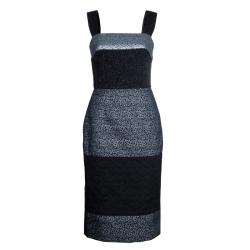 Pre Owned Dolce and Gabbana Black and Silver Broad Strap Dress S