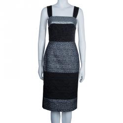 Pre Owned Dolce and Gabbana Black and Silver Broad Strap Dress S