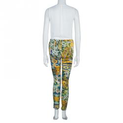 Pre Owned Dolce And Gabbana Multicolored Floral Print Silk Trousers S