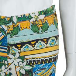 Pre Owned Dolce And Gabbana Multicolored Floral Print Silk Trousers S