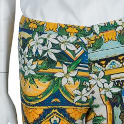 Pre Owned Dolce And Gabbana Multicolored Floral Print Silk Trousers S