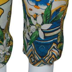 Pre Owned Dolce And Gabbana Multicolored Floral Print Silk Trousers S