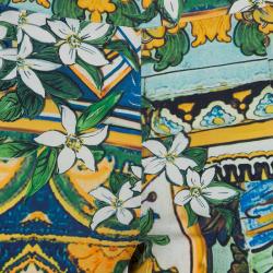 Pre Owned Dolce And Gabbana Multicolored Floral Print Silk Trousers S