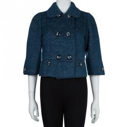 Pre Owned جاكيت دولتشي أند غابانا صوف أزرق بصفين أزرار S