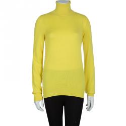 Pre Owned Dolce and Gabanna Yellow Turtleneck Knit Sweater M