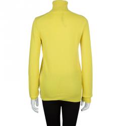 Pre Owned Dolce and Gabanna Yellow Turtleneck Knit Sweater M
