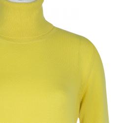Pre Owned Dolce and Gabanna Yellow Turtleneck Knit Sweater M
