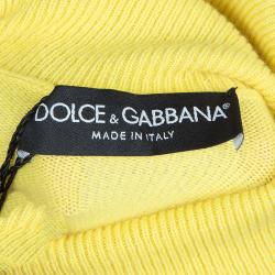 Pre Owned Dolce and Gabanna Yellow Turtleneck Knit Sweater M