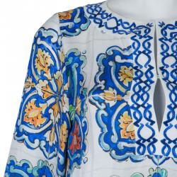 Pre Owned Dolce And Gabbana Printed Silk Bell Sleeve Kaftan S