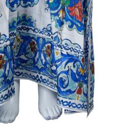 Pre Owned Dolce And Gabbana Printed Silk Bell Sleeve Kaftan S