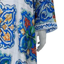 Pre Owned Dolce And Gabbana Printed Silk Bell Sleeve Kaftan S