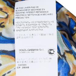 Pre Owned Dolce And Gabbana Printed Silk Bell Sleeve Kaftan S