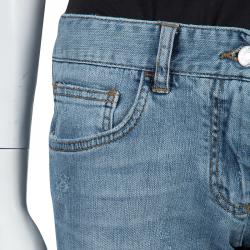 مملوكة مسبقًا Dolce and Gabbana Blue Light Wash Denim Distressed Faded Jeans M
