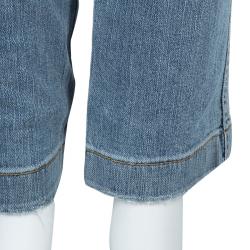 مملوكة مسبقًا Dolce and Gabbana Blue Light Wash Denim Distressed Faded Jeans M