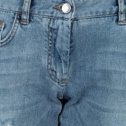 مملوكة مسبقًا Dolce and Gabbana Blue Light Wash Denim Distressed Faded Jeans M