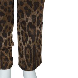 Pre Owned Dolce and Gabbana Brown Leopard Print Denim Jeans M
