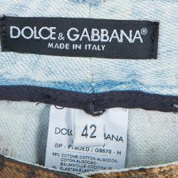 Pre Owned Dolce and Gabbana Brown Leopard Print Denim Jeans M