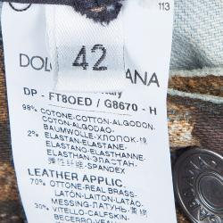 Pre Owned Dolce and Gabbana Brown Leopard Print Denim Jeans M