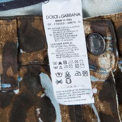 Pre Owned Dolce and Gabbana Brown Leopard Print Denim Jeans M