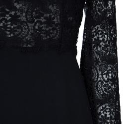 مملوكة مسبقًا فستان دولتشي آند غابانا دانتيل أسود بأكمام طويلة L