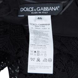 مملوكة مسبقًا فستان دولتشي آند غابانا دانتيل أسود بأكمام طويلة L