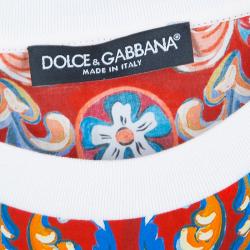 Pre Owned Dolce and Gabbana Multicolor Sicilian Cart Print Cotton Top XS