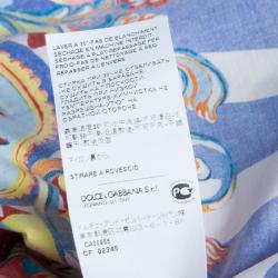 Pre Owned Dolce and Gabbana Multicolor Sicilian Cart Print Cotton Top XS