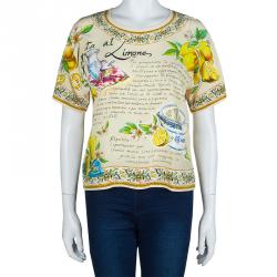 Pre Owned توب دولتشي آند غابانا حرير بيج طباعة ليمون S