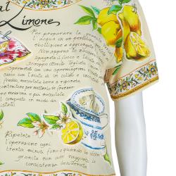 Pre Owned توب دولتشي آند غابانا حرير بيج طباعة ليمون S