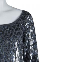 Pre Owned Dolce & Gabbana Grey Sequin Embellished Sweater Dress M