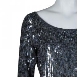 Pre Owned Dolce & Gabbana Grey Sequin Embellished Sweater Dress M