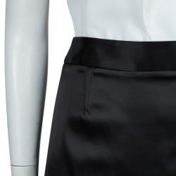 Pre Owned Dolce and Gabbana Black Satin Skirt L