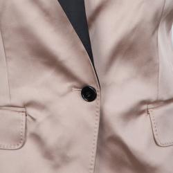 Pre Owned Dolce and Gabbana Pale Pink Contrast Notched Collar Detail Satin Blazer M