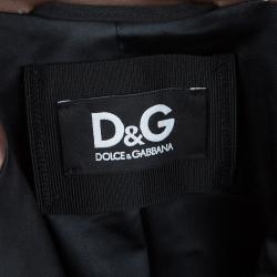 Pre Owned Dolce and Gabbana Pale Pink Contrast Notched Collar Detail Satin Blazer M