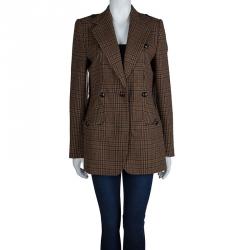 مملوكة مسبقًا Dolce and Gabbana Brown Houndstooth Lambswool Blazer M