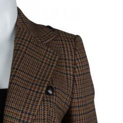 مملوكة مسبقًا Dolce and Gabbana Brown Houndstooth Lambswool Blazer M