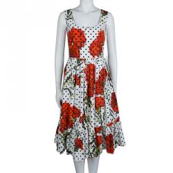Pre Owned Dolce & Gabbana Polka-dot Floral Print Dress M