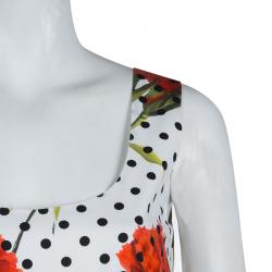 Pre Owned Dolce & Gabbana Polka-dot Floral Print Dress M