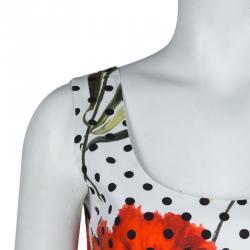 Pre Owned Dolce & Gabbana Polka-dot Floral Print Dress M