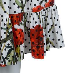 Pre Owned Dolce & Gabbana Polka-dot Floral Print Dress M