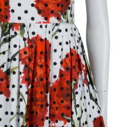 Pre Owned Dolce & Gabbana Polka-dot Floral Print Dress M