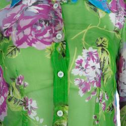 Pre Owned قميص دولتشي آند غابانا شيفون مورد متعدد الألوان شفاف M