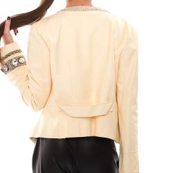 Pre Owned Dolce and Gabbana Beige Lambskin Embellished Jacket M