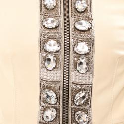 Pre Owned Dolce and Gabbana Beige Lambskin Embellished Jacket M